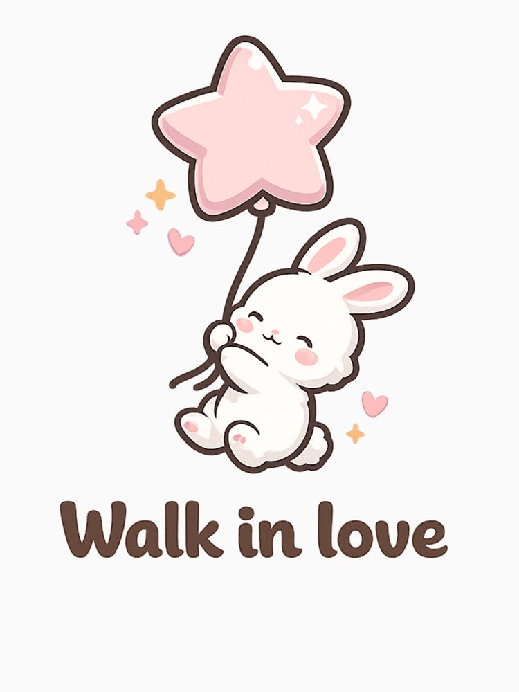 Cute Kawaii Bunny Walk In Love by Bright Sprout Wear