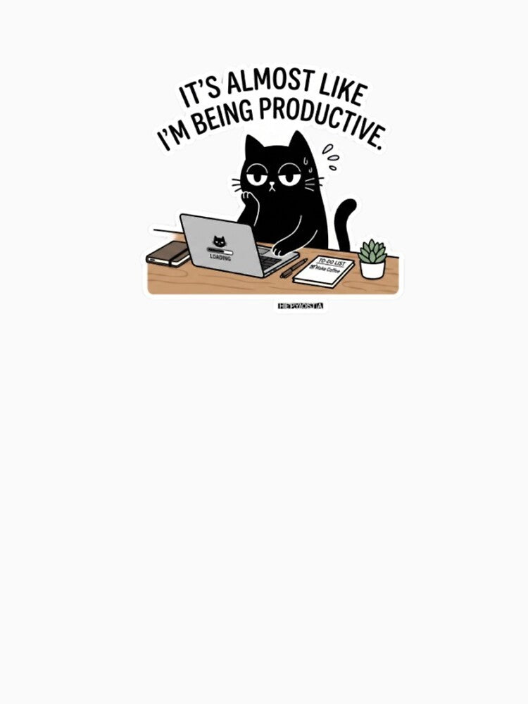 Sarcastic Cat Pretending To Be Productive by Gabzerinho