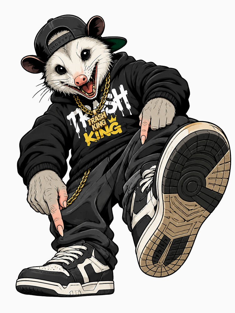 Trash King Opossum Streetwear Rapper by madebysiwa