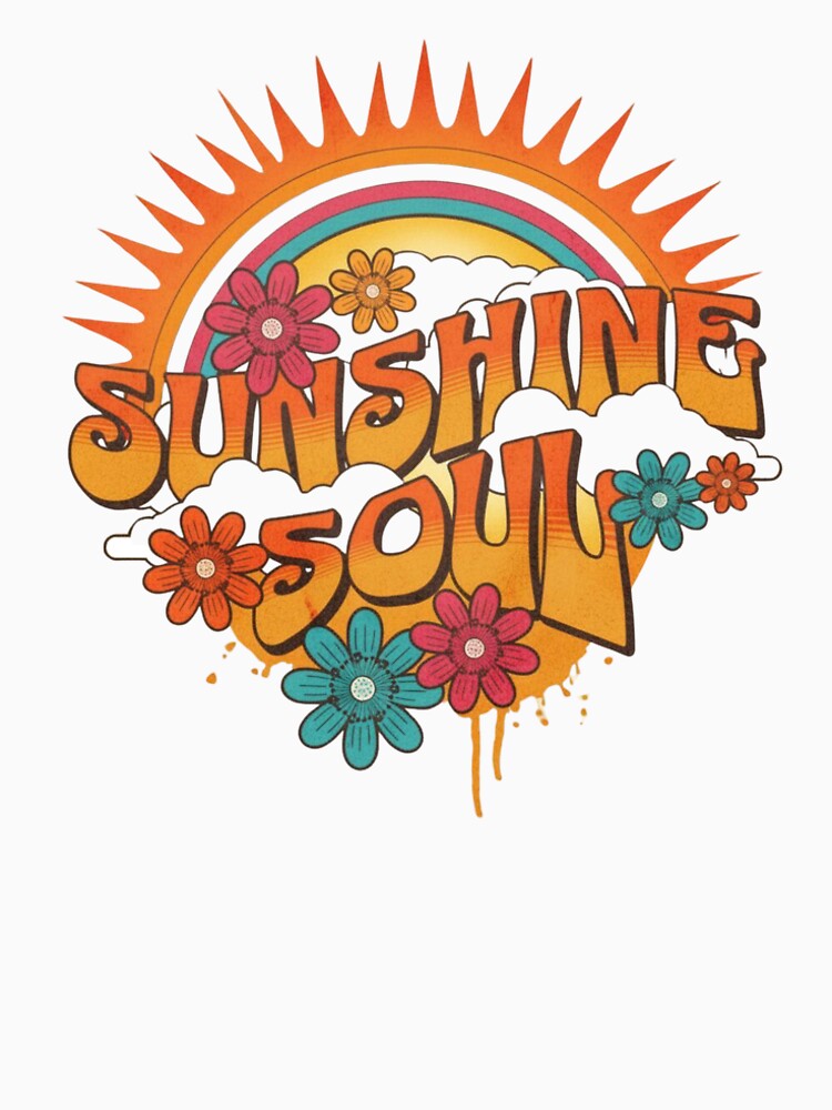 Retro Sunshine Soul Rainbow Flower Design by MoodCreations