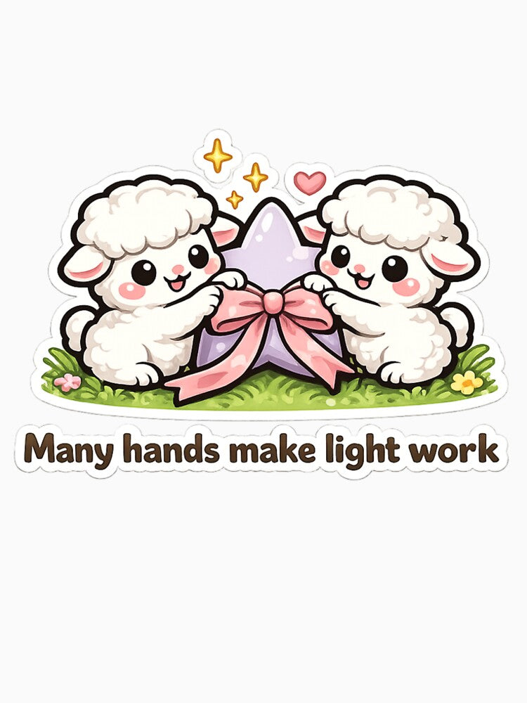 Cute Kawaii Lambs Many Hands Design by Bright Sprout Wear