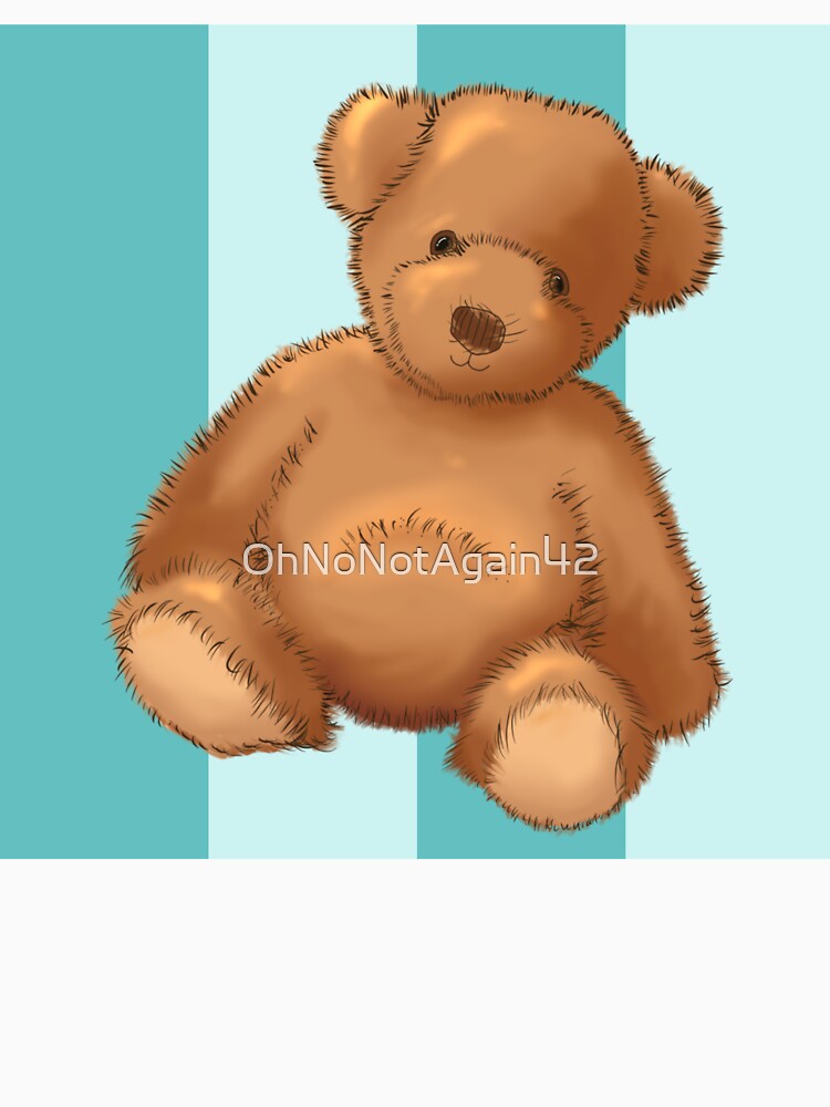 Teddy bear on teal stripe by OhNoNotAgain42