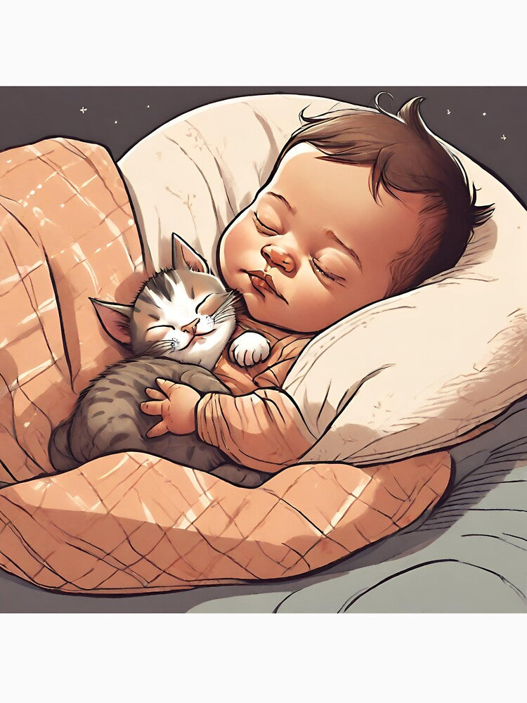 Sleepy kitty and baby by cniemiec14