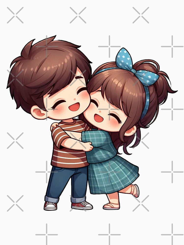 Cute Couple Hugging Each Other – Romantic Illustration of Love and Affection by TrendyDesign159