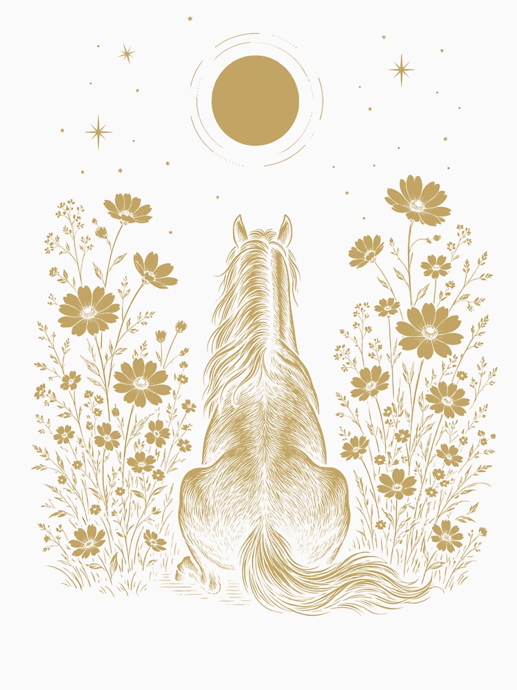 Horse Moon Night Flower Minimalist Boho Lover by DoodleTortle