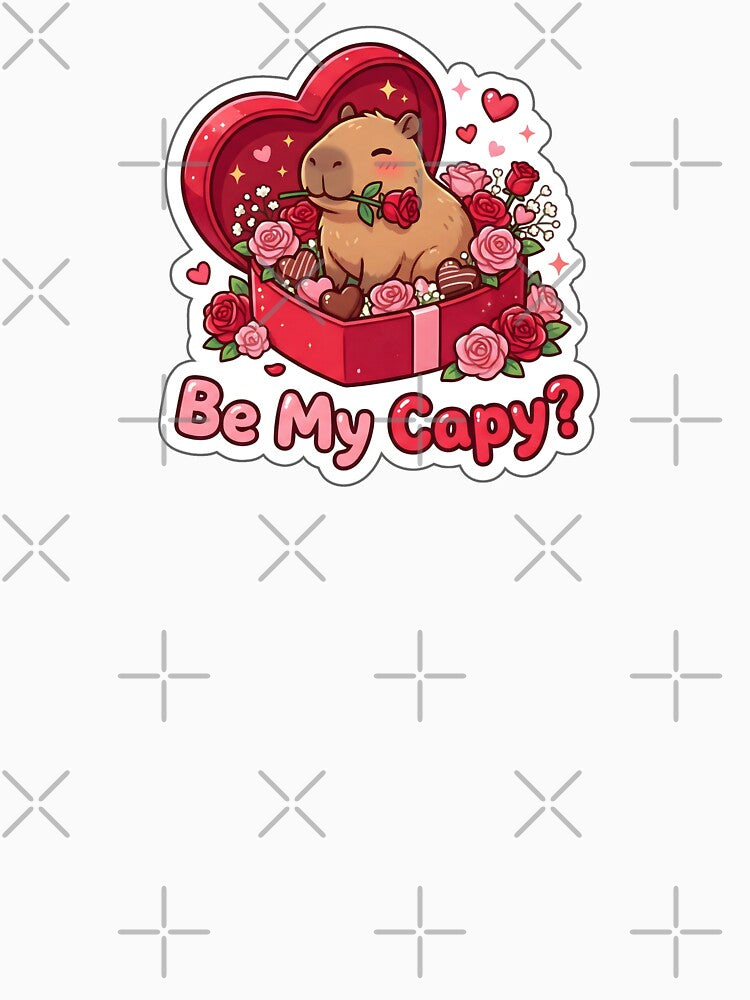 Valentine Be My Capy Cute Capybara Gift with Roses by Nuist25