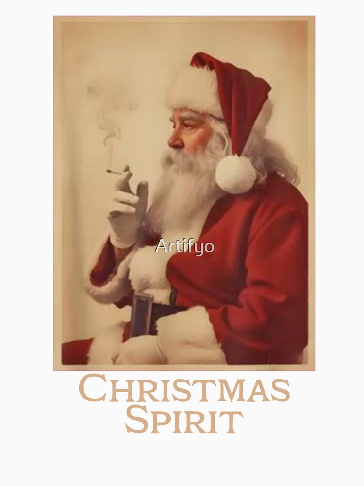 Vintage Spirit Christmas Funny Smoking Santa Claus Christmas by Artifyo