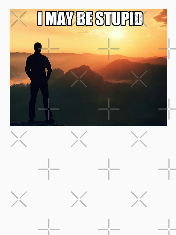 I May Be Stupid Meme Sunset Man by fomodesigns