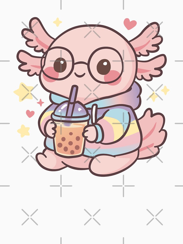 Axolotl with Bubble Tea by littleflabby