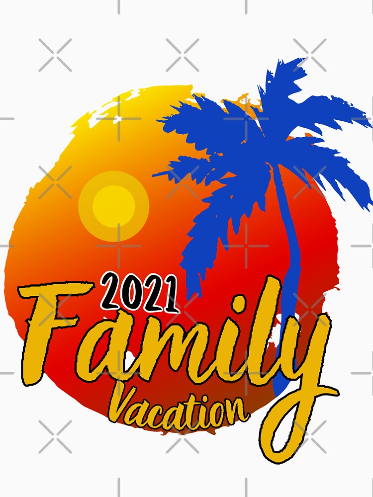Copy of Family Vacation 2021 Red and Yellow Beach Sunset and Coconut Tree 3 by MyPrintCharming