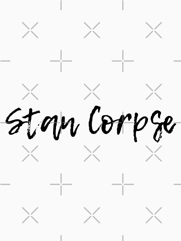 Stan Corpse Husband Typography Sticker Black by artsydoodles