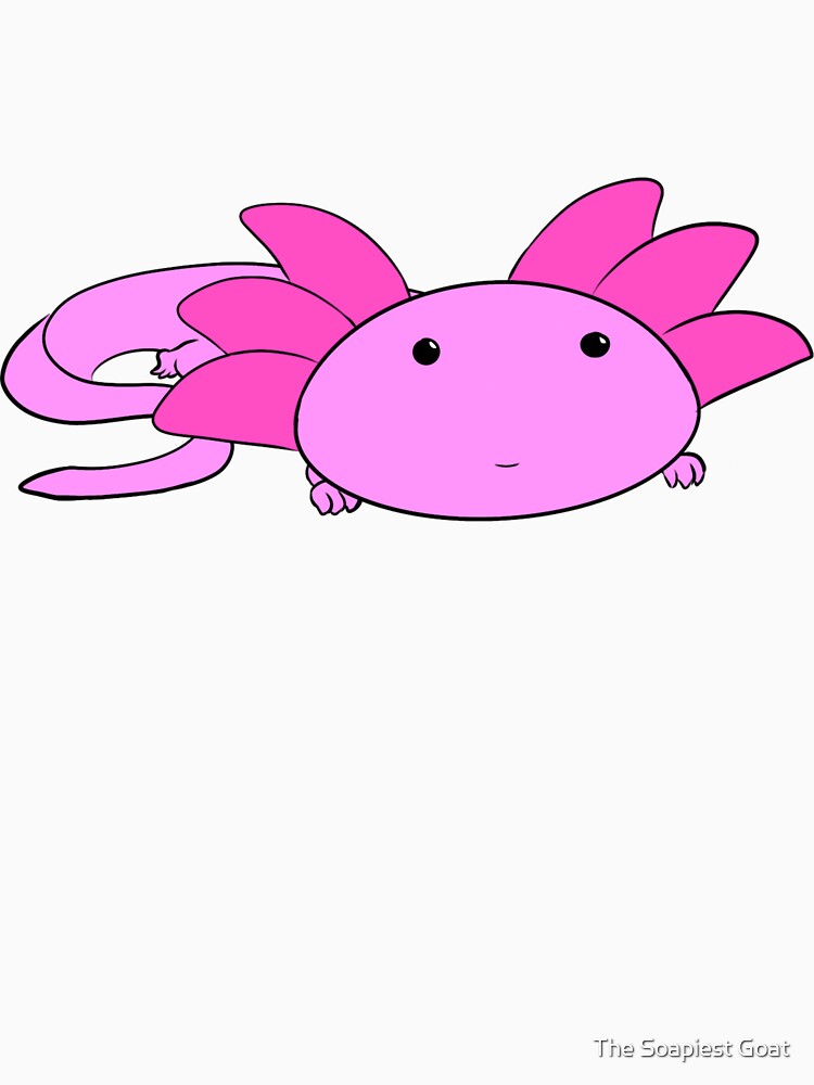 Cute Pink Axolotl Cartoon Kawaii Amphibian Art by The Soapiest Goat