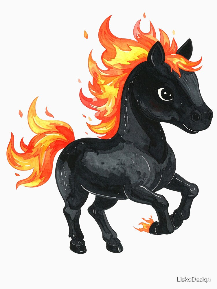 Year of the Fire Horse 2026, zodiac, black pony by LiskoDesign