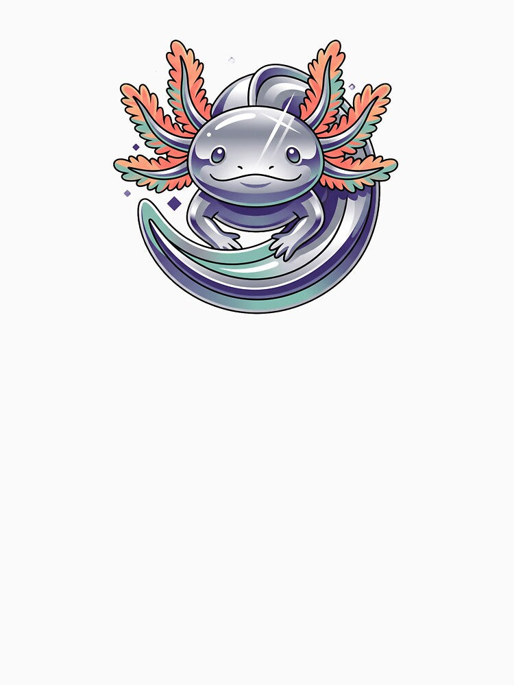 Chrome Axolotl Vaporwave Retro Pet Art by Ninjacatoff