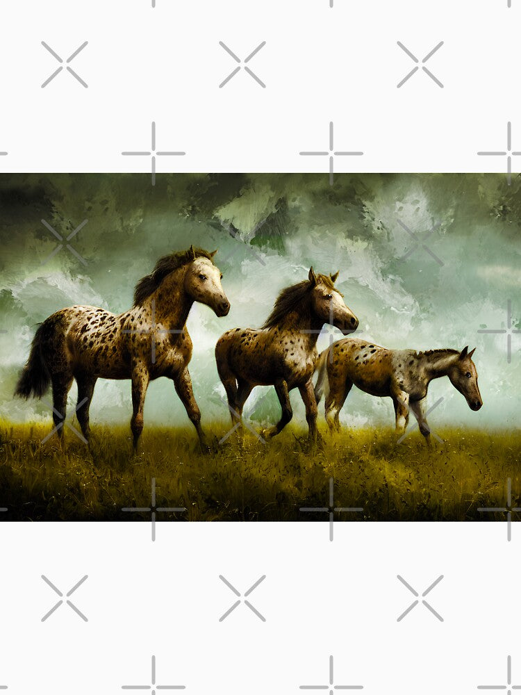 A group of appaloosa horses on pasture – digital painting by NickoPrints