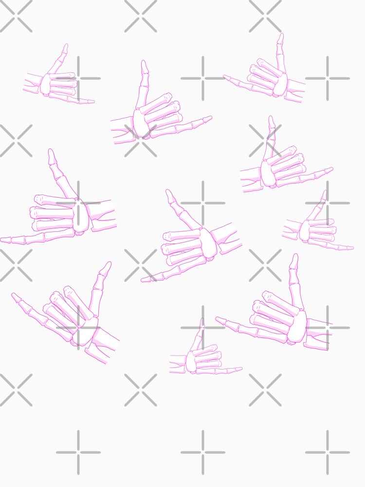 Spooky Skeleton Hand Aesthetic Tiles Pink by Vedeme
