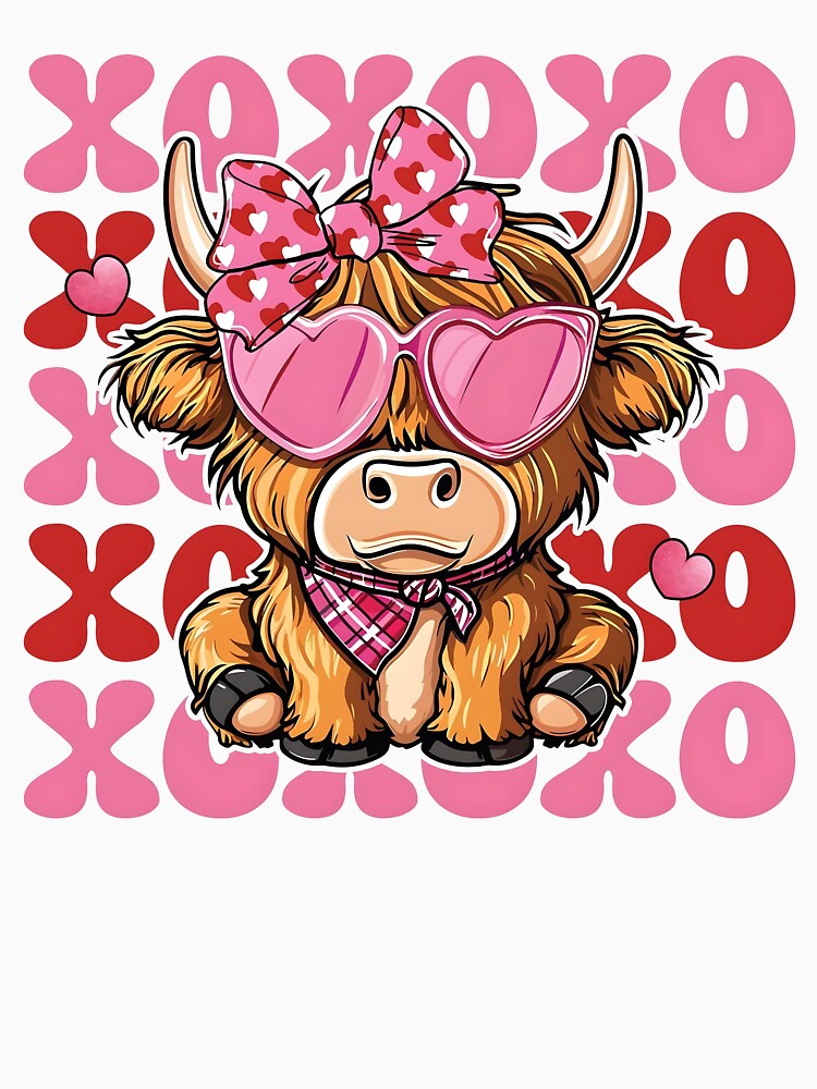 Highland Cow Valentine, Valentine Coquette Heart by Davidkoci