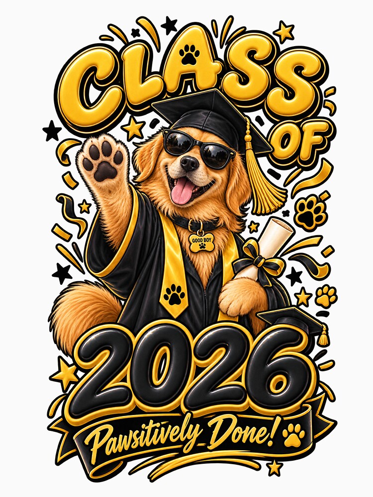 Class of 2026 Funny Dog Graduation T-Shirt by cozydrops