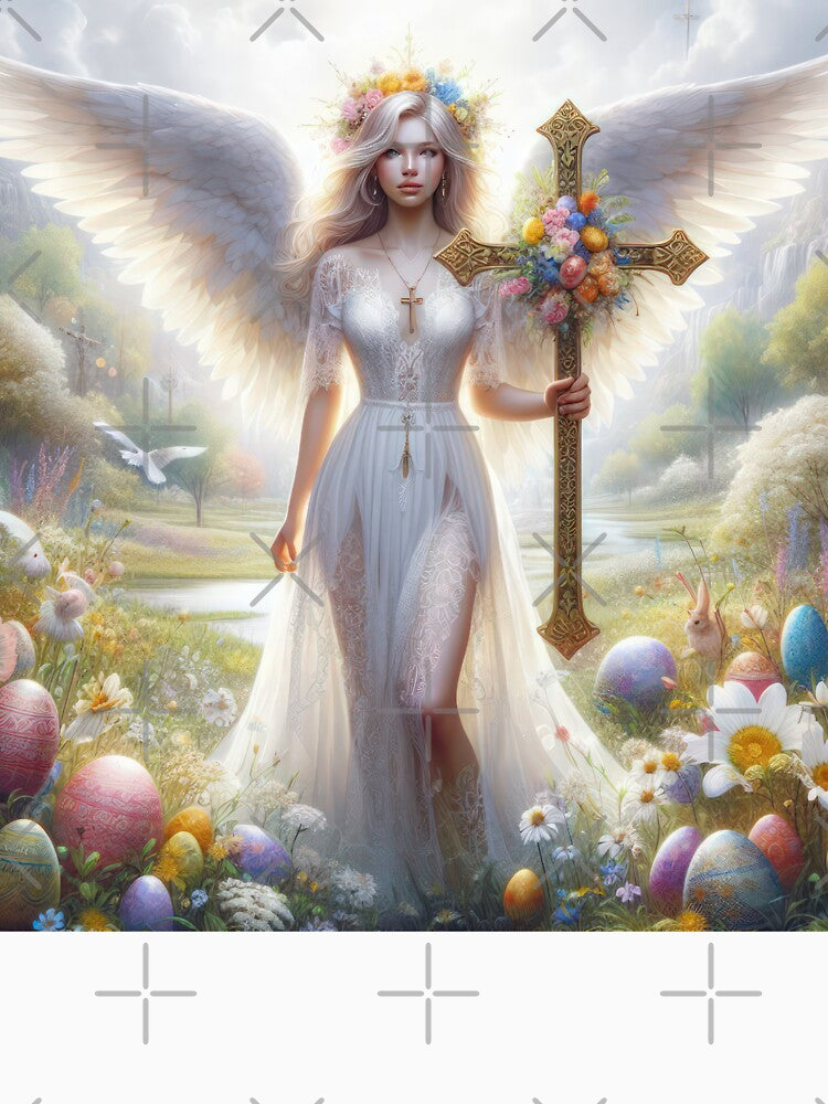 angel with cross happy magical fantasy  easter landscape by Expressions-Sel