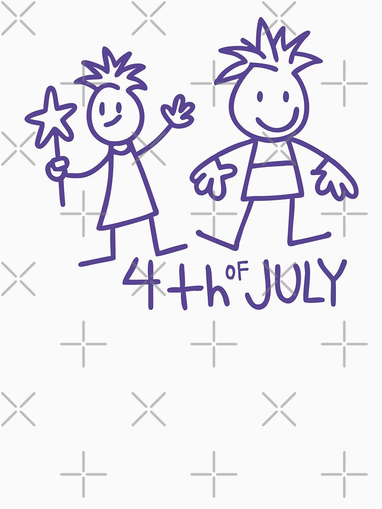 4th of July Kids Stick Figures - Children's Design Independence Day United States by charlypicazo