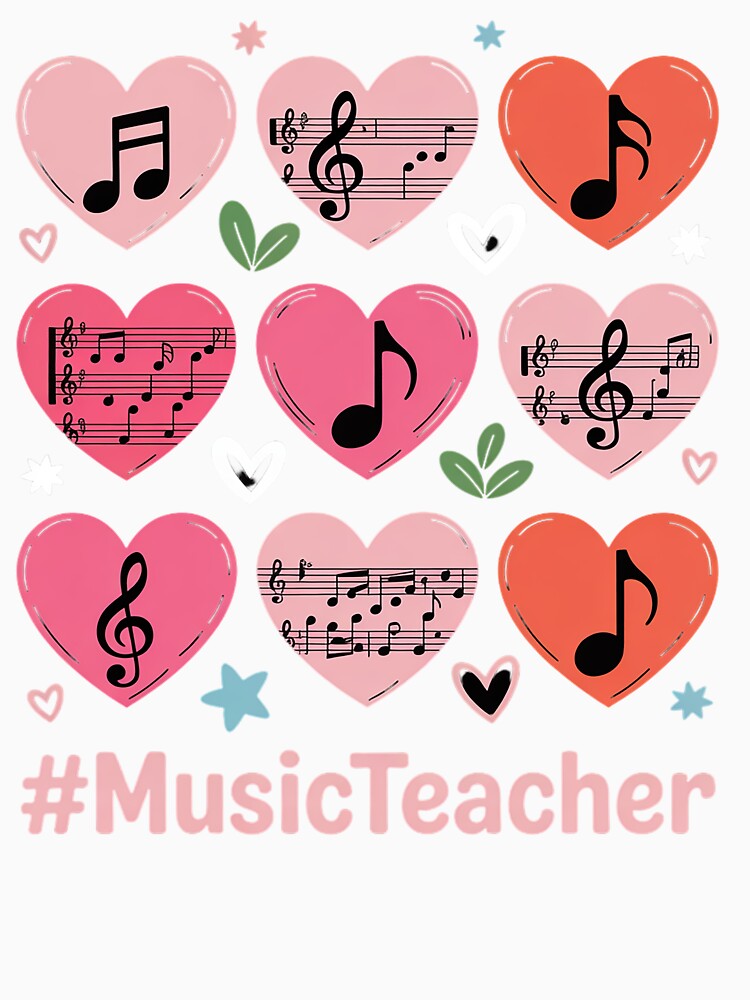 Valentine's Day Music Teacher Musical Notes Hearts Musician by BlassmausArt