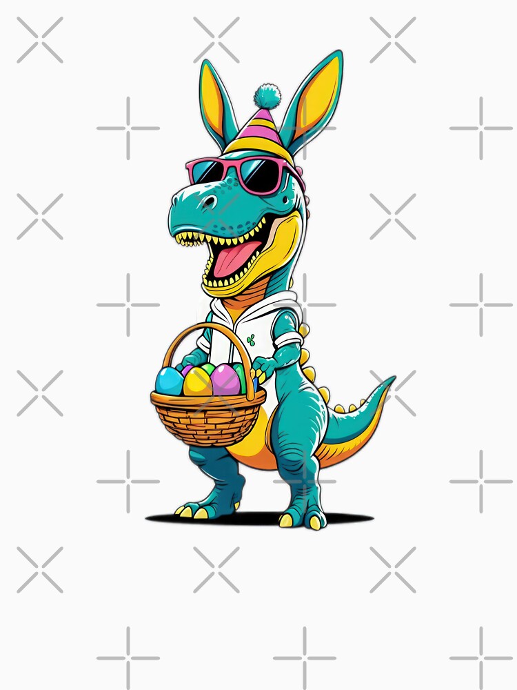 funny easter dinosaur with sunglasses with colorful eggs ,Happy Easter,Easter Humor,Easter Day,funny easter design by Expressions-Sel