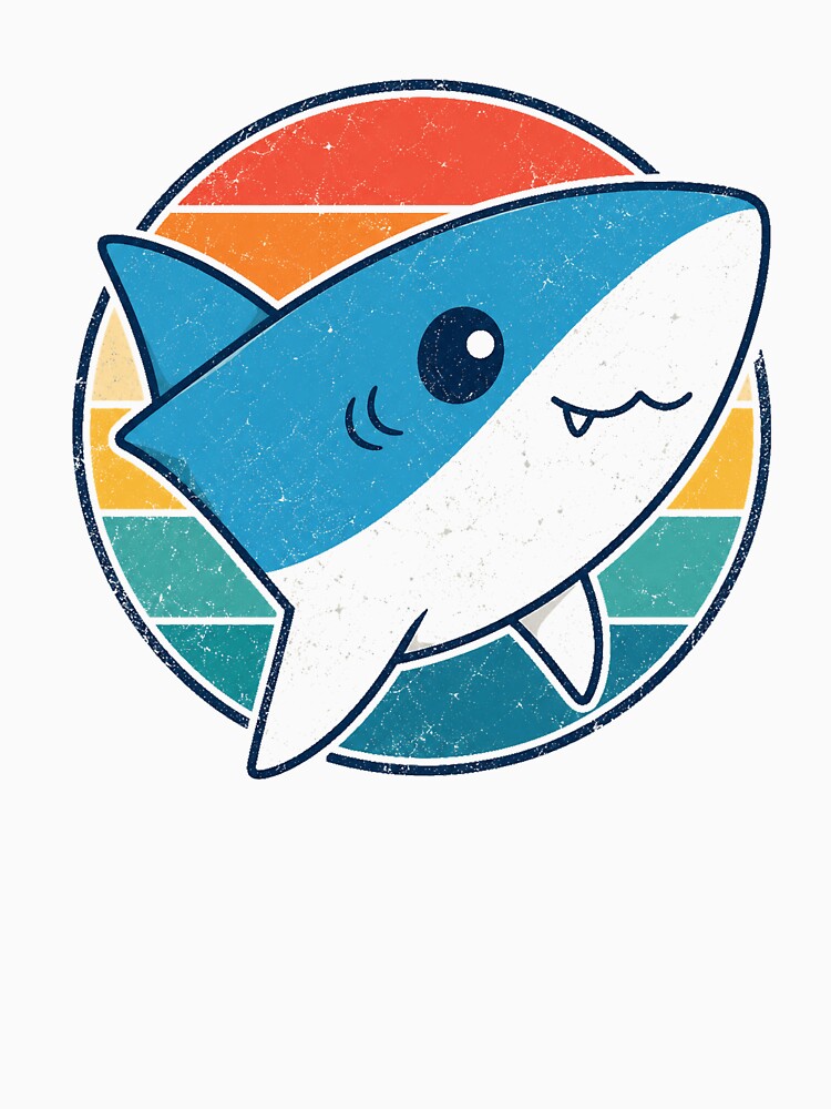 Cute Retro Baby Shark Cartoon Vintage Ocean Lover by Moizento