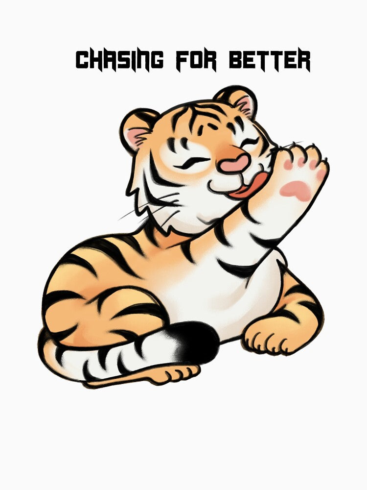 Cute Tiger Cub Chasing For Better Motivational Animal Art by ViniSArunStudio