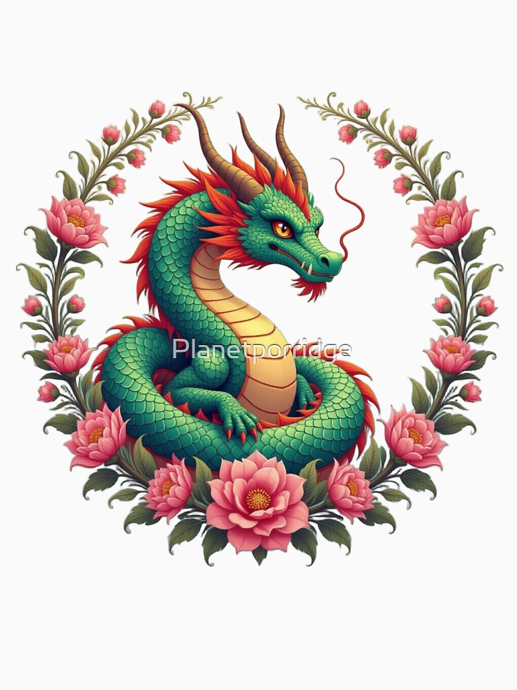 Dragon In Flowers Artwork by Planetporridge