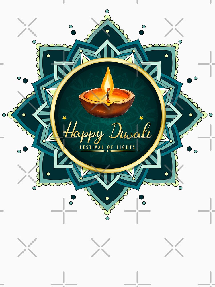 yoga Happy Diwali ver 2a | Festival of Lights | Indian Deepavali Celebration with Diyas, Rangoli & Lord Ganesha | Hindu Festival Art & Gifts by mndesignworx