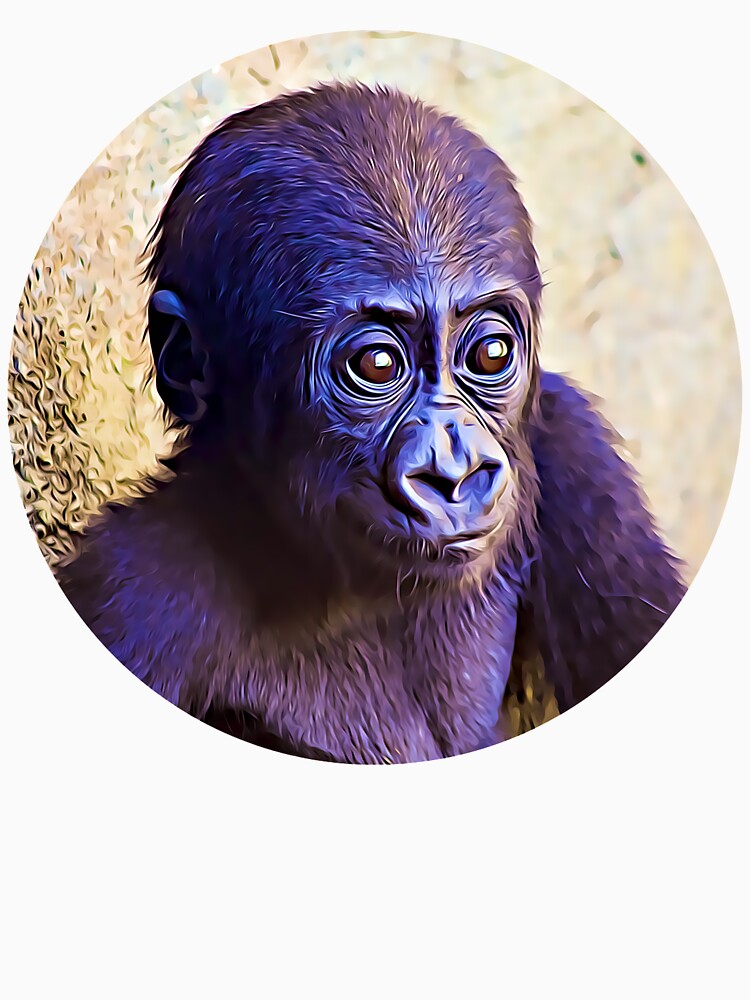 Baby Gorilla Cartoon Portrait by RevolutionInPaint