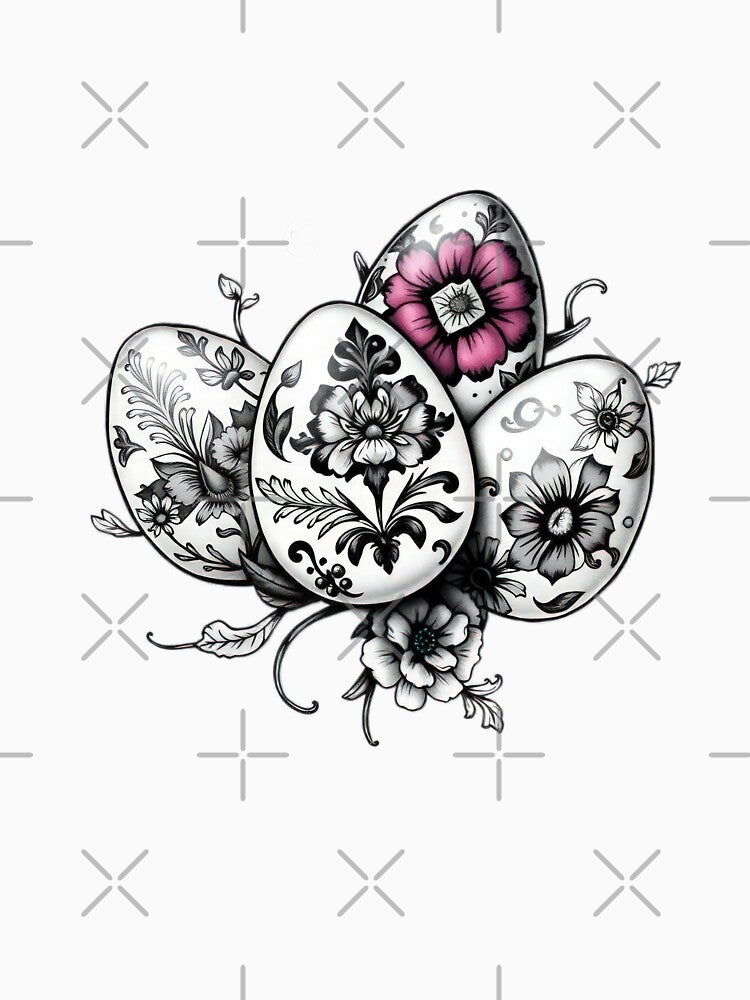 Easter eggs black and white floral ,Happy Easter,Easter Day,easter illustration by Expressions-Sel