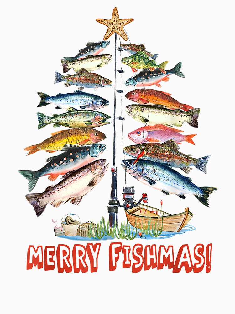 Merry Fishmas Christmas Tree Fish Funny Fishing by perkinshancock