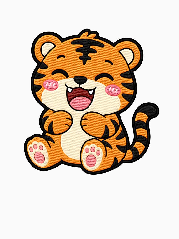 Happy Tiger Kawaii Cute Funny Laughing Tiger Cartoon Sticker by ColorSplash123