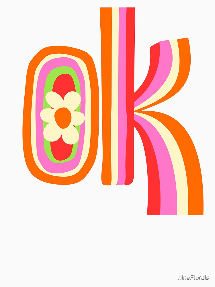 Groovy Retro "OK" Flower Power – Electric Pop Candy by nineFlorals