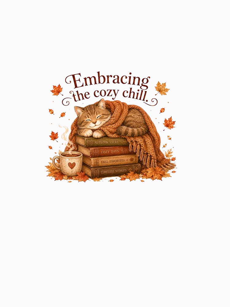Embracing The Cozy Chill Sleeping Cat Autumn Reading Aesthetic by AQUILAKREO