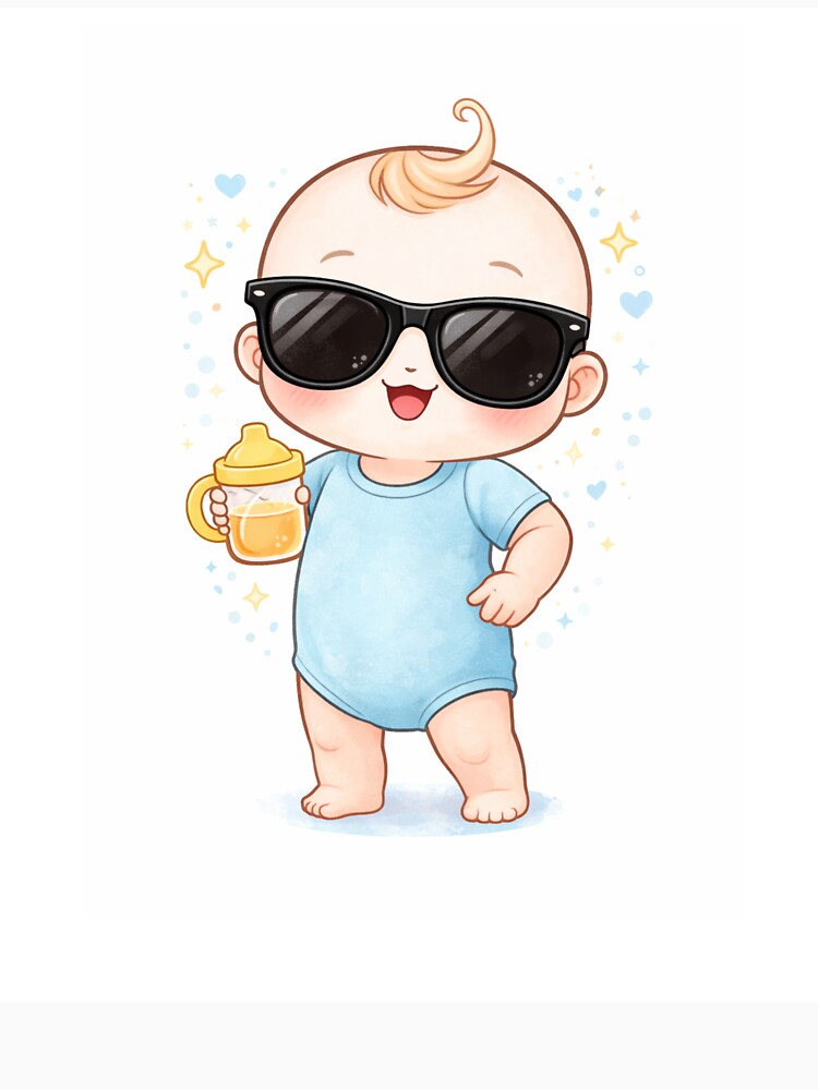 Cool kawaii baby wearing sunglasses with playful sparkle by DesignsWithRM