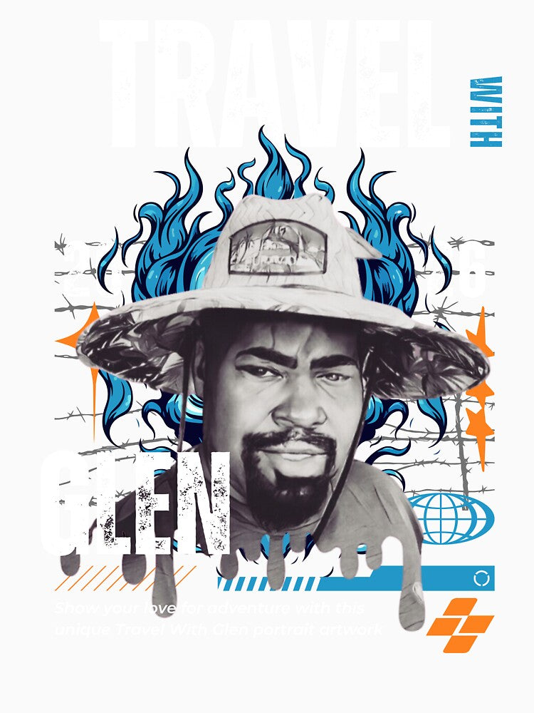 Travel With Glen V3 Blue trn-bg – Signature Travel Portrait Art | Adventure, Explorer & World Traveler Design by buycostarica