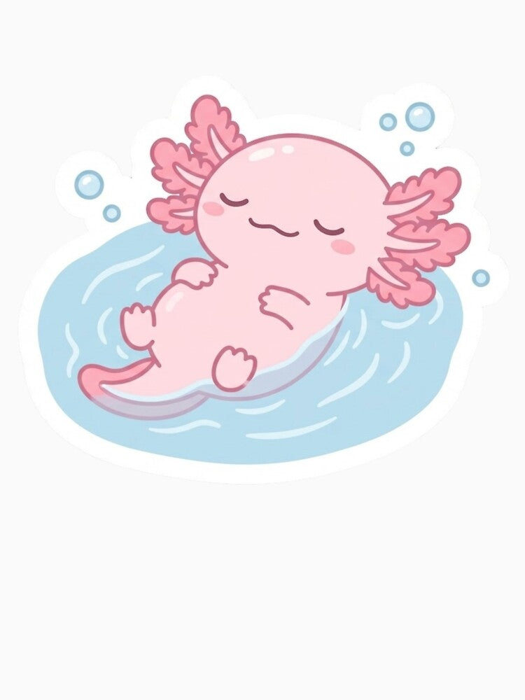 Cute Sleeping Axolotl Floating Illustration by aurshop