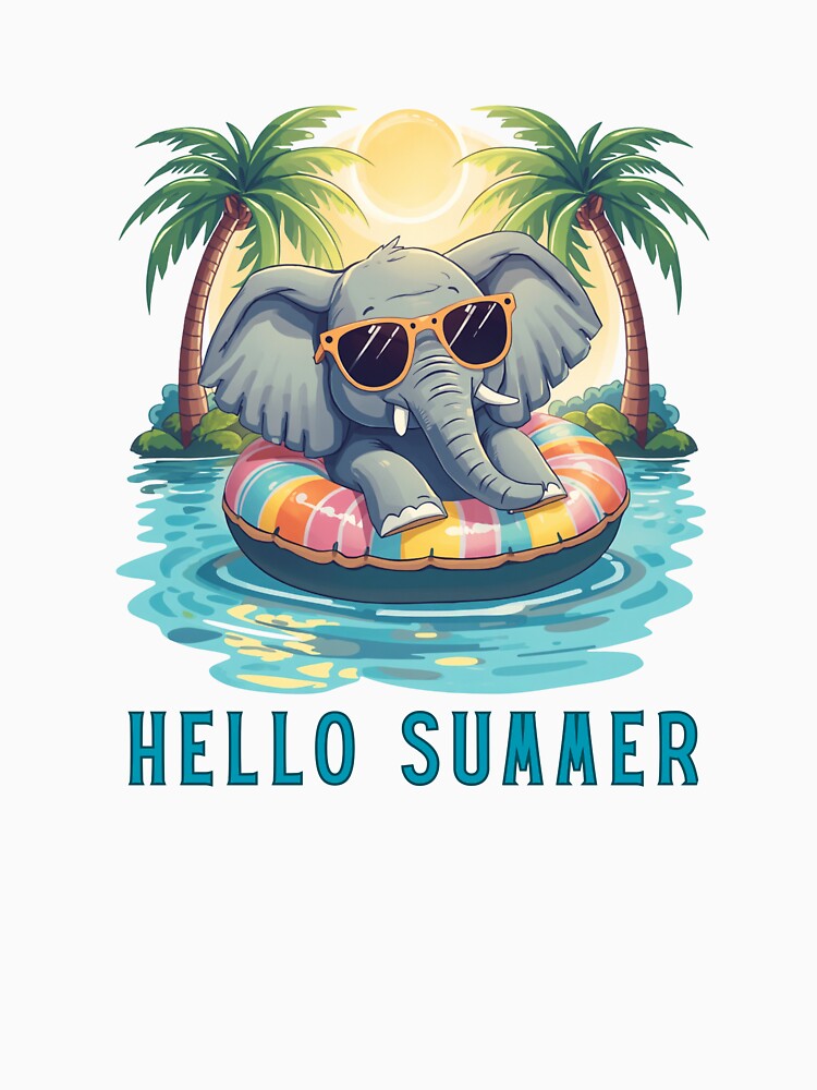 Preppy Summer, Retro Elephant Graphic Tee, Coquette Beach T-Shirt, Girly Tropical Appare by LAJdesigns