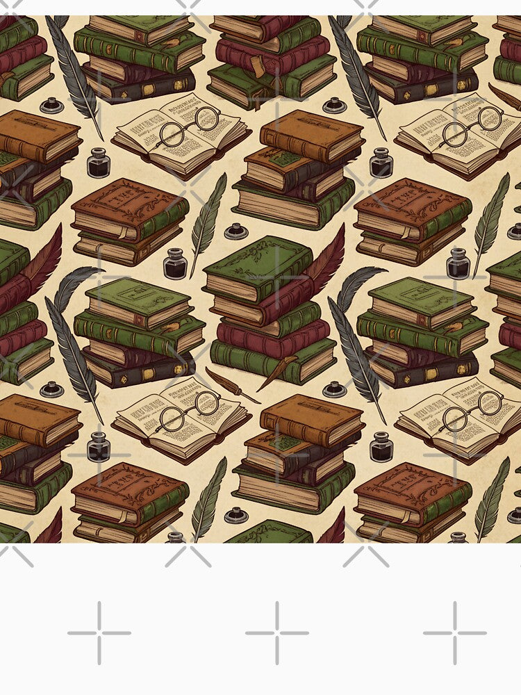 Dark Academia Vintage Library Books Seamless Pattern by StickyGuys