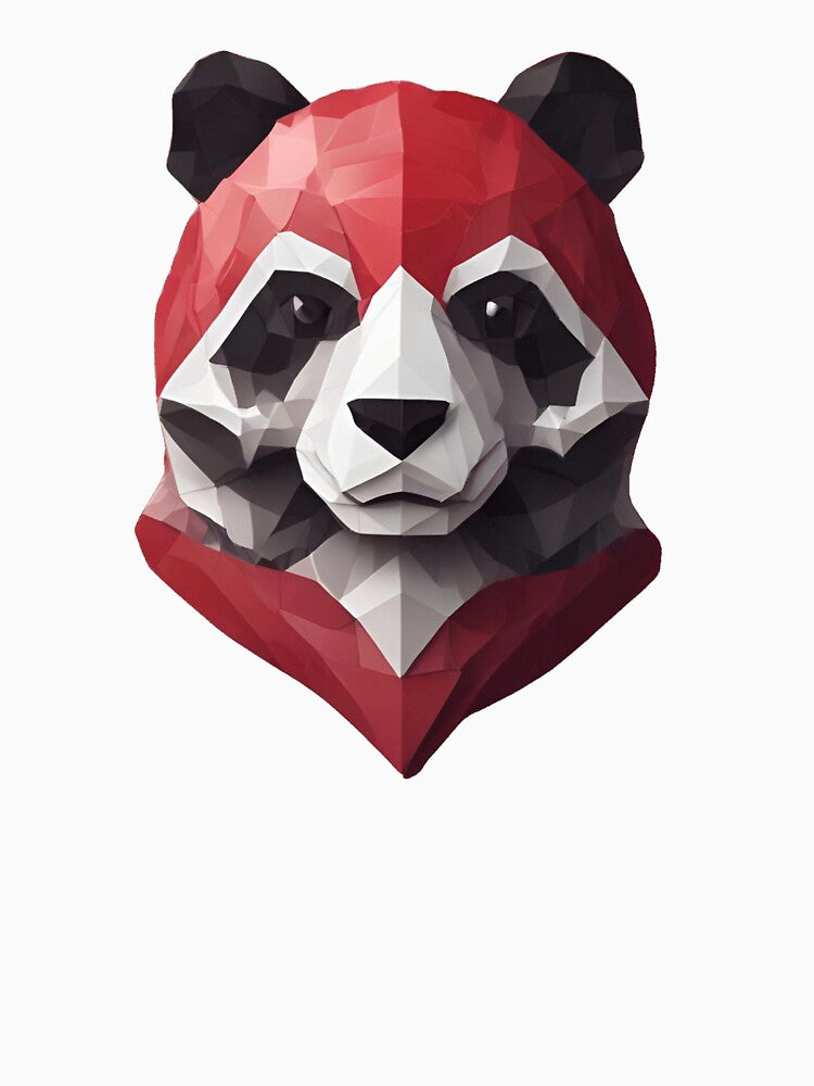 Red Geometric Panda Art by pUNKnown