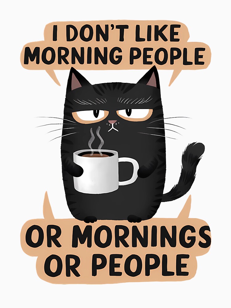 Grumpy Black Cat Coffee Lover – Anti-Social Morning Mood by DesignsDominus