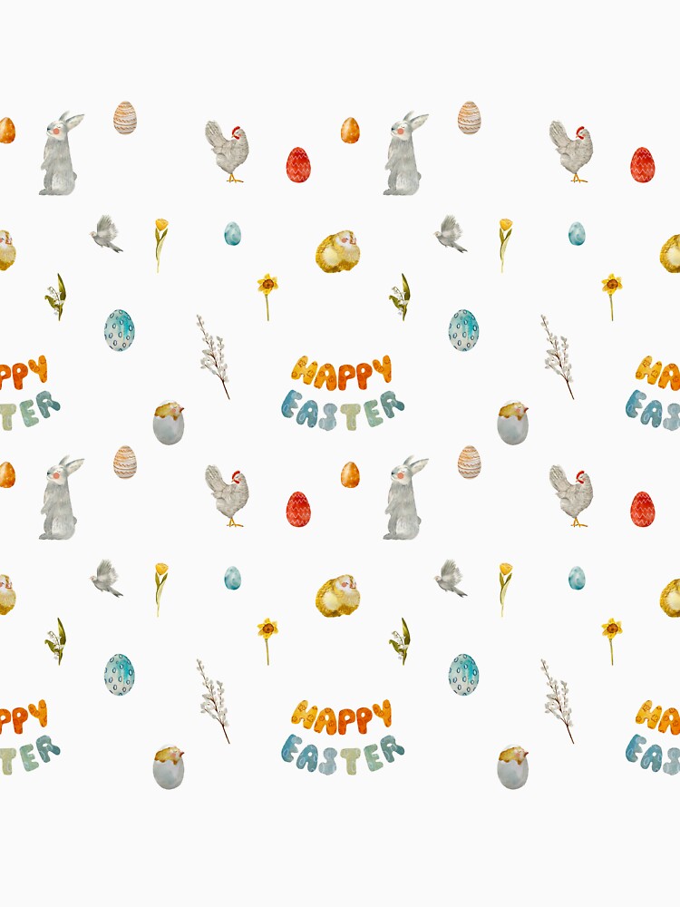 Happy Easter title rabbit cute watercolor pattern black by Yana Mustafina | Boho Soulful Designs