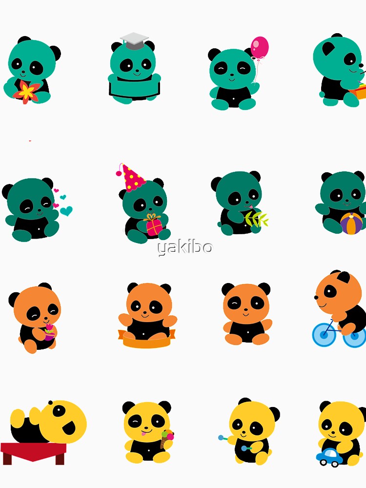 colored cute pandas pack funny gift by yakibo