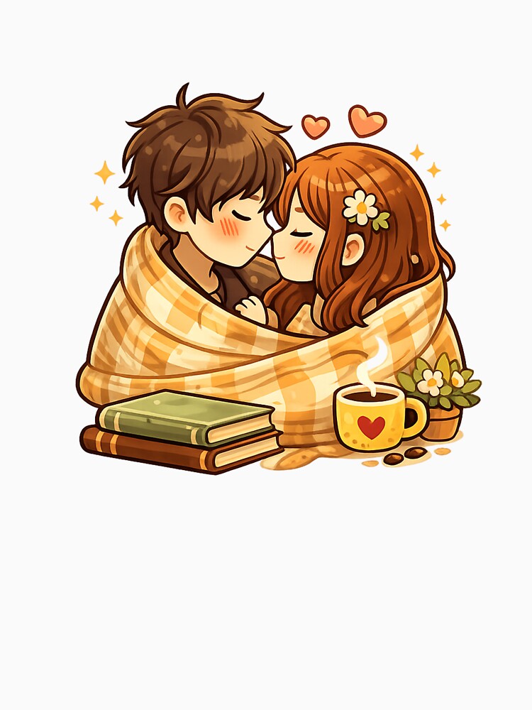 Cozy Couple Sticker - Cute Romantic Kawaii Couple by FluffiPopo