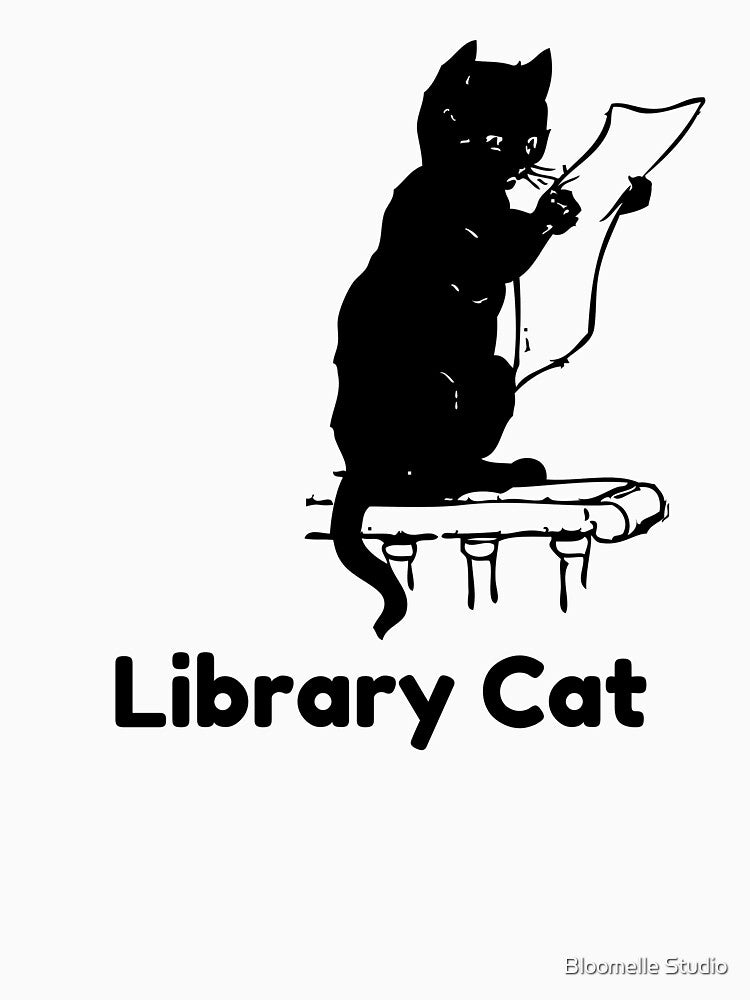 Library Cat Book Lover Design by Bloomelle Studio