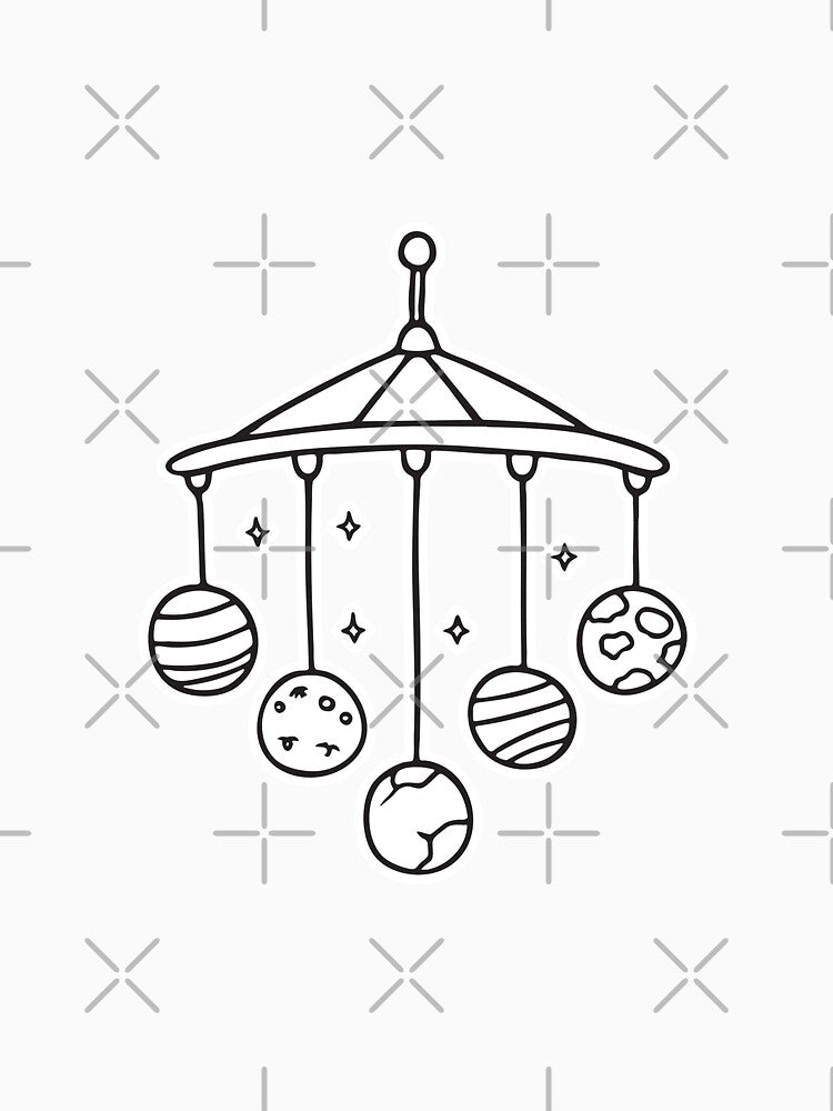A hanging planet mobile placed near a baby’s bed by rasagamastore