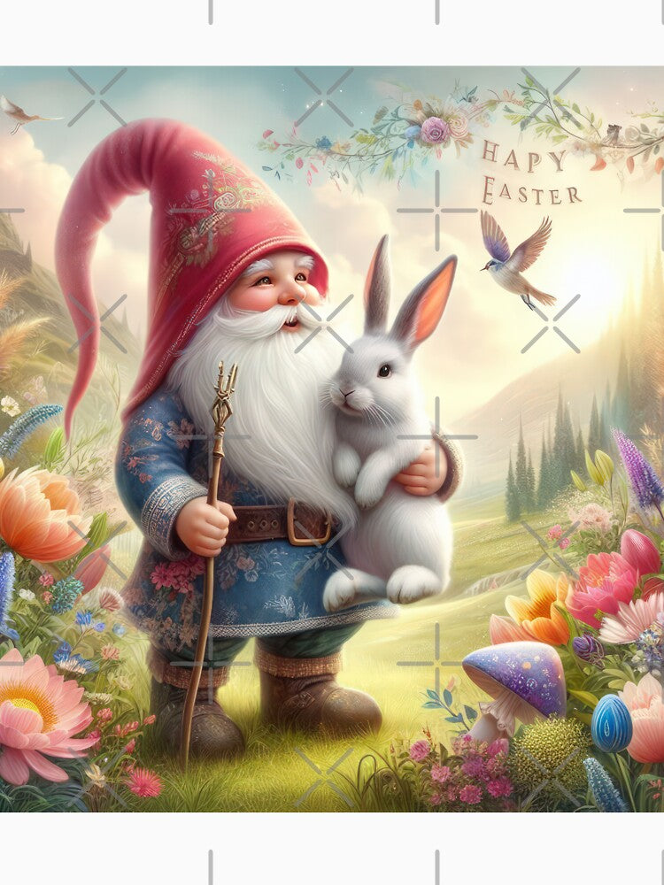 gnome with a bunny happy fantasy easter landscape by Expressions-Sel