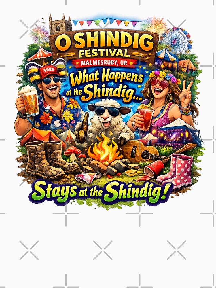 O Shindig Festival Malmesbury UK Party Shirt – What Happens at the Shindig Stays at the Shindig Funny Festival Tee by Sushikidsntod